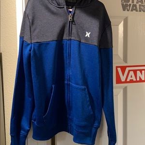 Big boys hooded zipper sweatshirt gray and blue